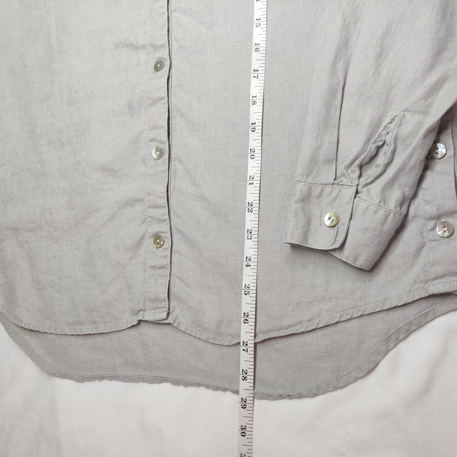 Apropos 100% Linen Button Up Shirt Taupe Gray Medium Neutral Coastal Minimalist