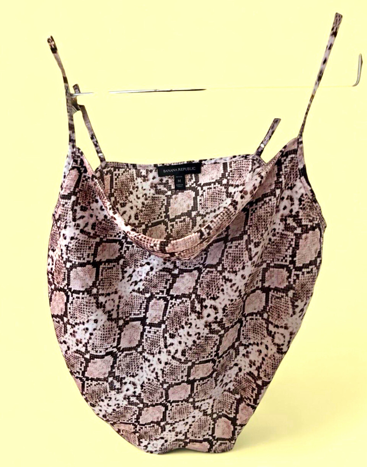 Banana Republic Women’s Petite M Snake Print Satin Cowl Neck Spaghetti Cami