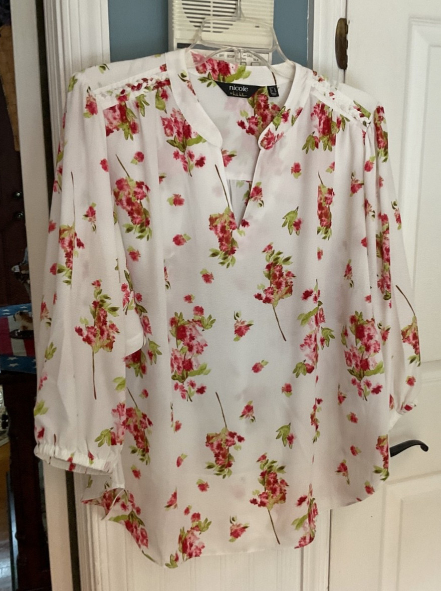 Nicole Miller Floral Long Sleeve Tunic Top size L – New without tags