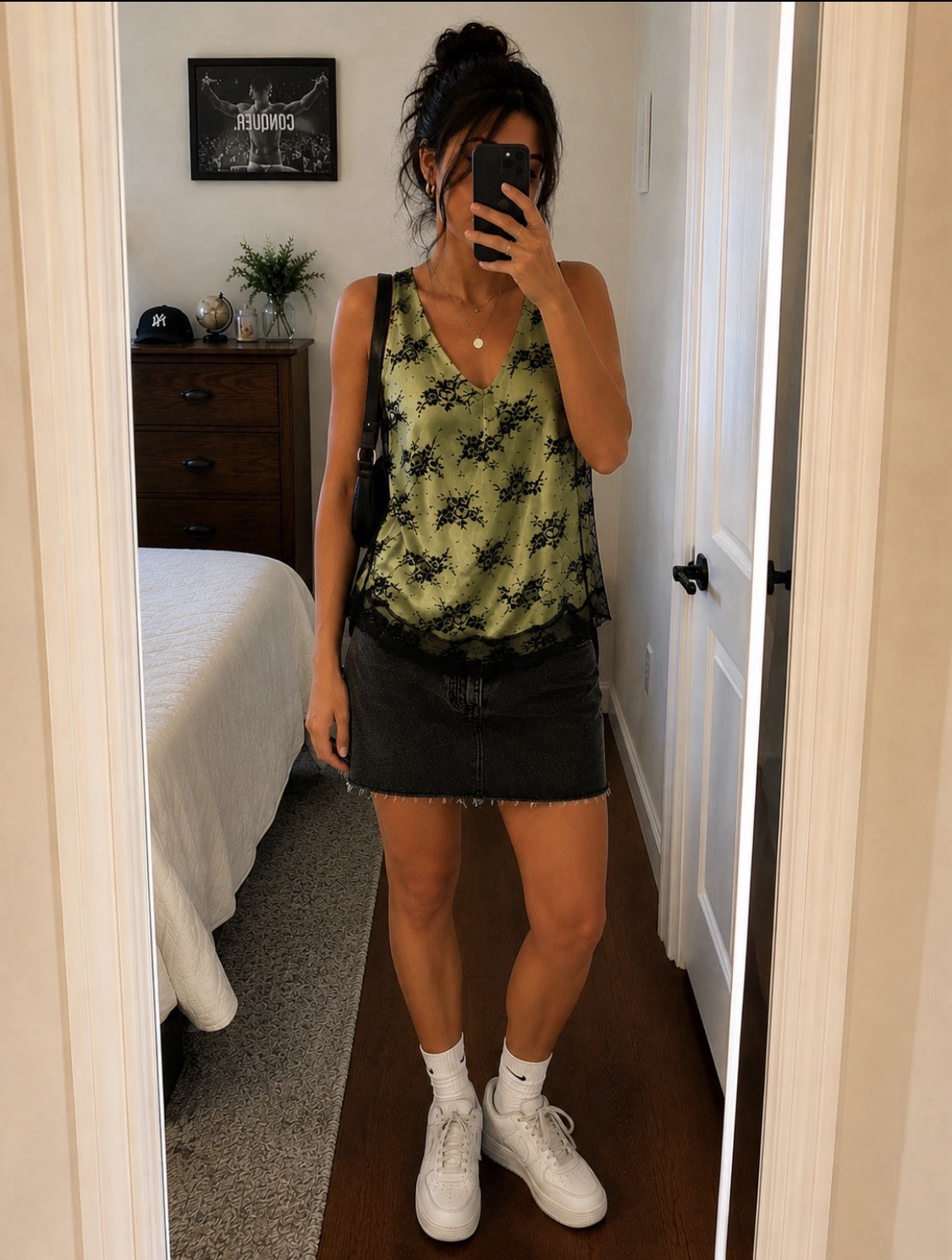 Studio 1 Green Black Lace Beaded Overlay Camisolectsnk Top Sz 12 Fairy