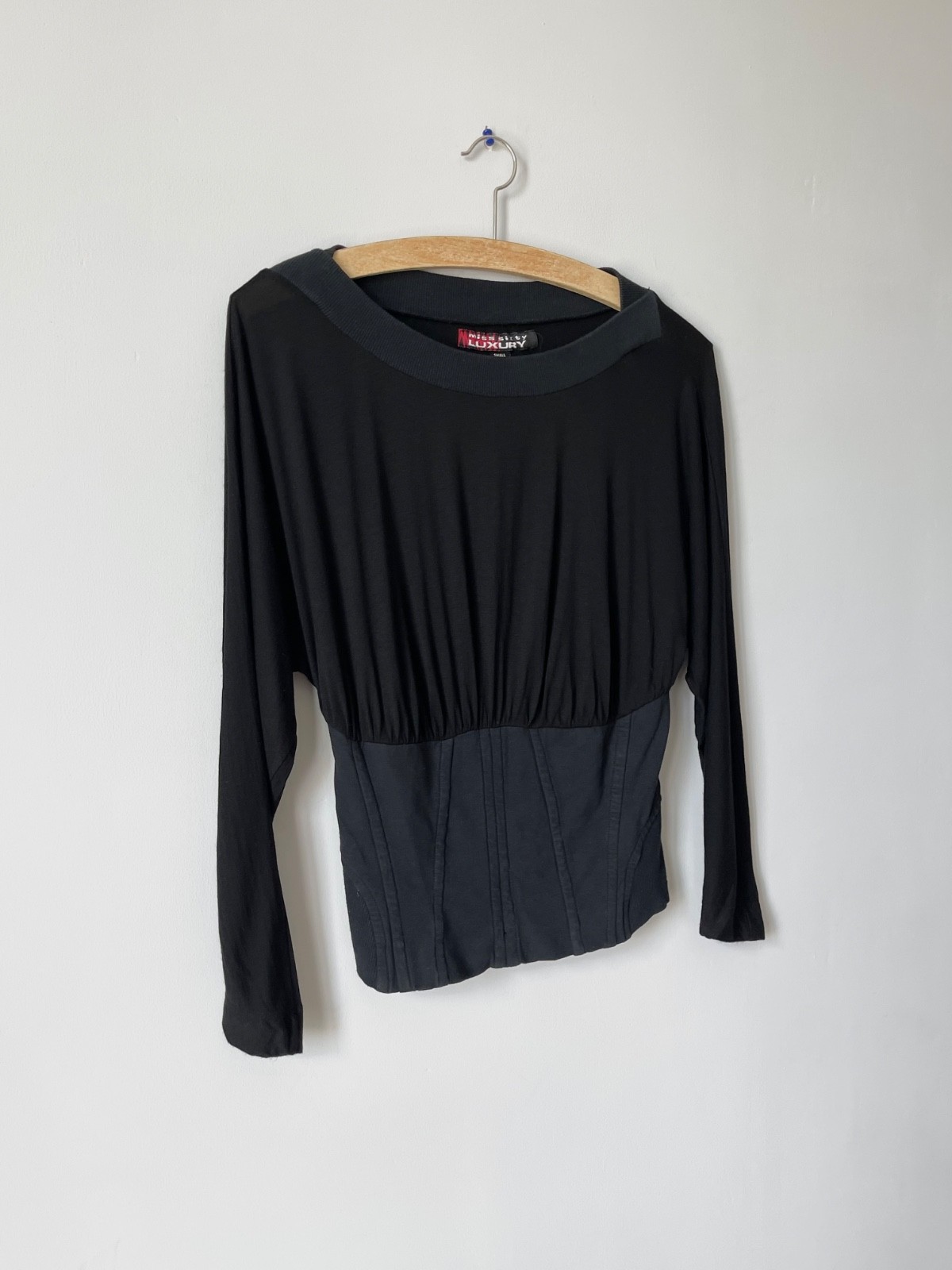 Rare Miss Sixty Luxury 00s Y2k Women’s Black Fitted Long Sleeve Top Shirt Size S