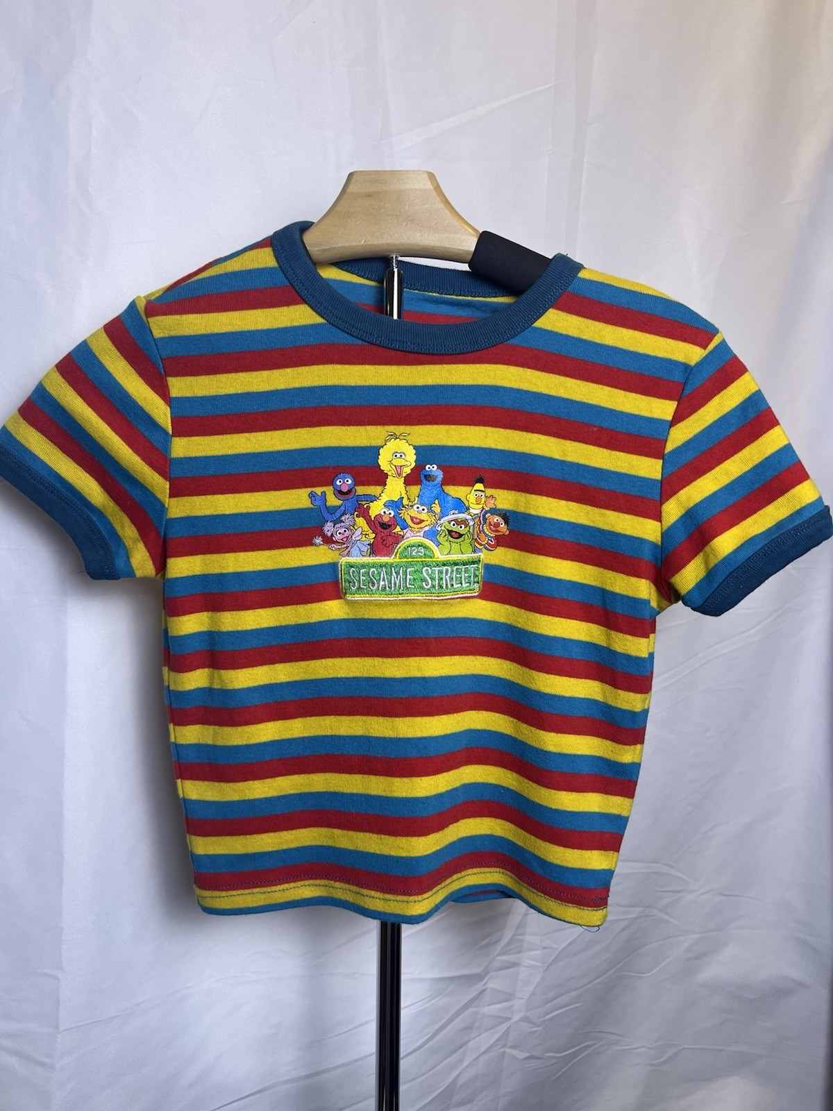 Officially Licensed Sesame Street Striped Ringer T Shirt Women Small Y2K