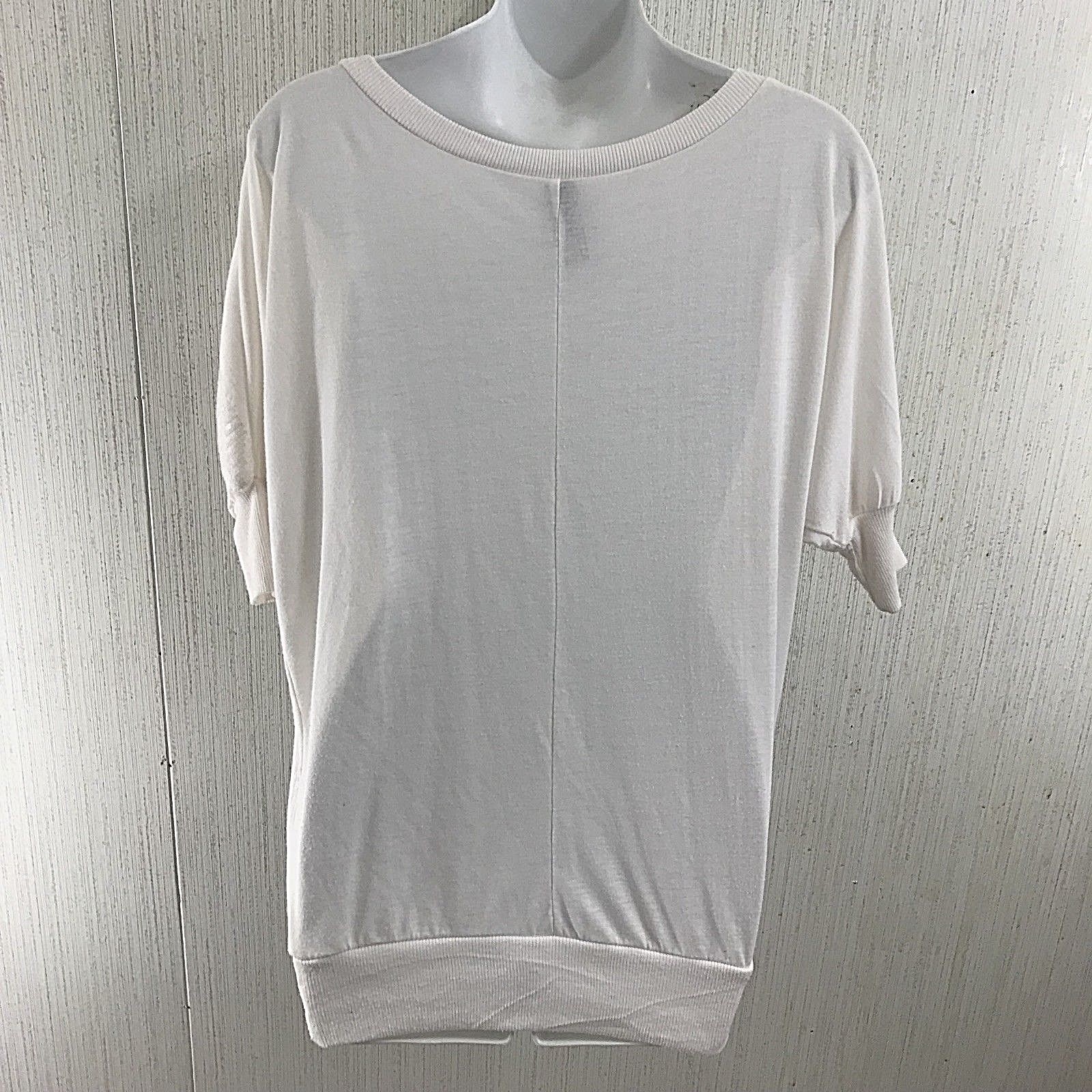 Love Rocks Woman Top Ivory S Sparkle Embellished Dolman Short Sleeve 90’s Retro