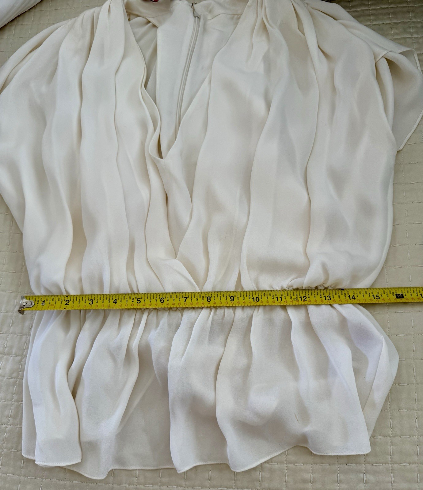Tamara Mellon Cream Silk Drape Blouse Size 2