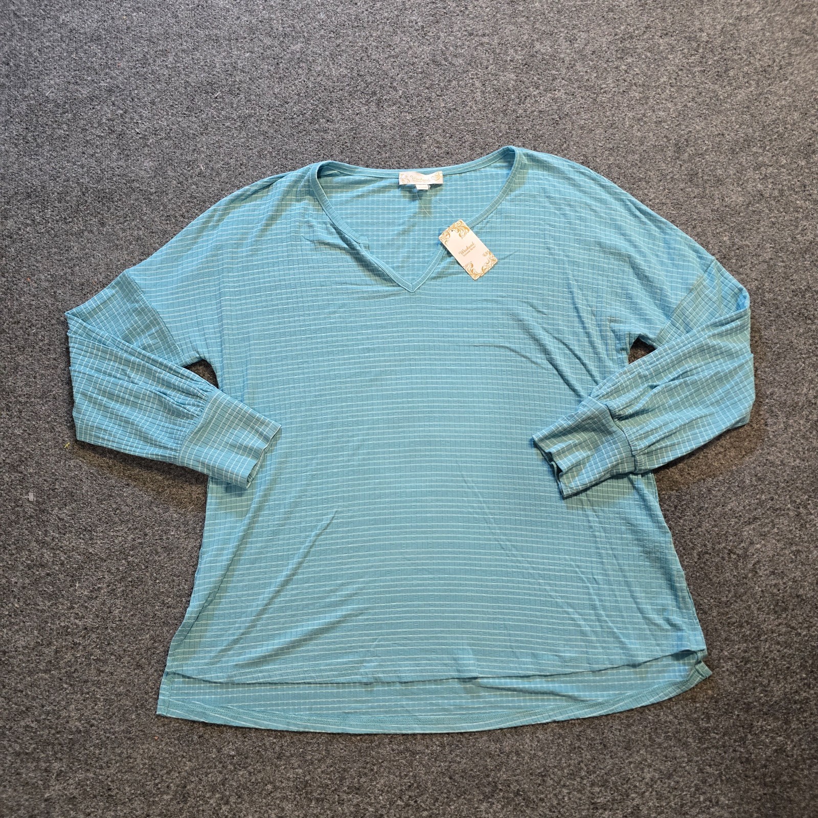 Weekend Top Womens Size XL Green Ribbed Striped Suzanna Betro Capsule Casual
