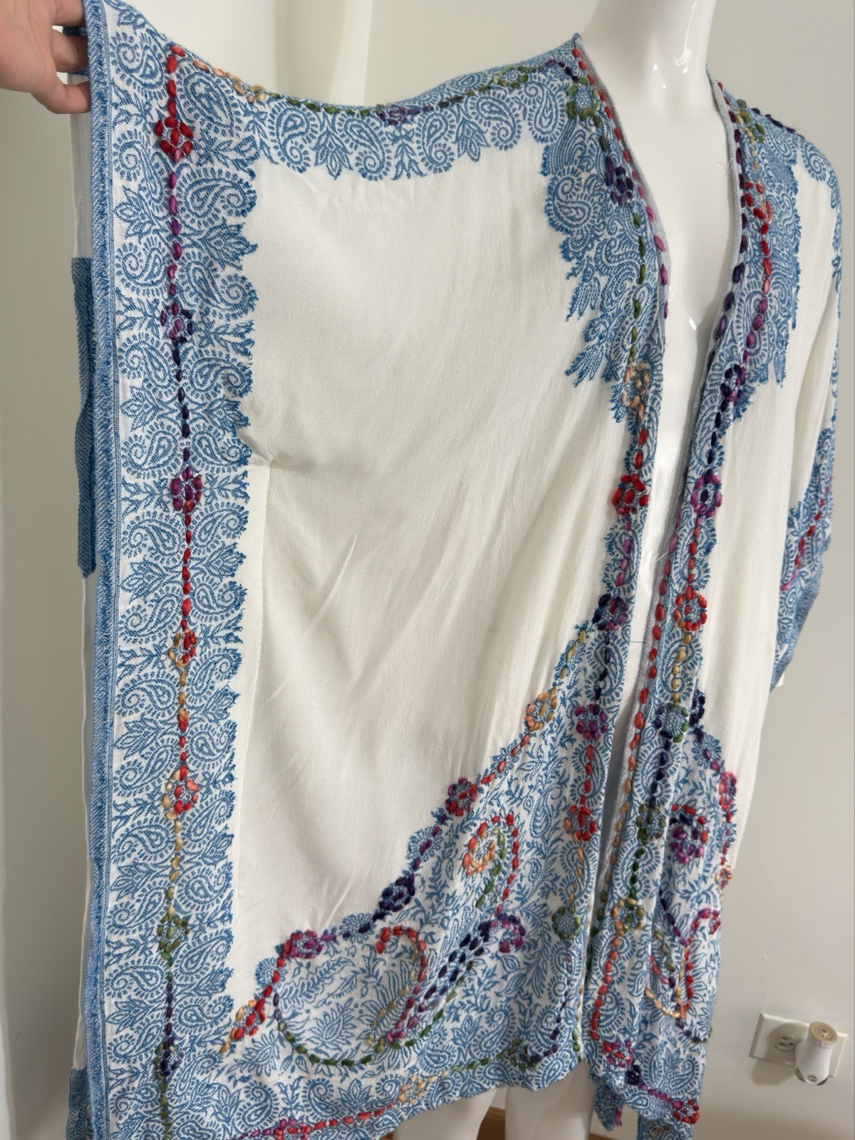 Women’s Bohemian Paisley Kaftan Embroidered Tunic Oversized Resortwear One Size