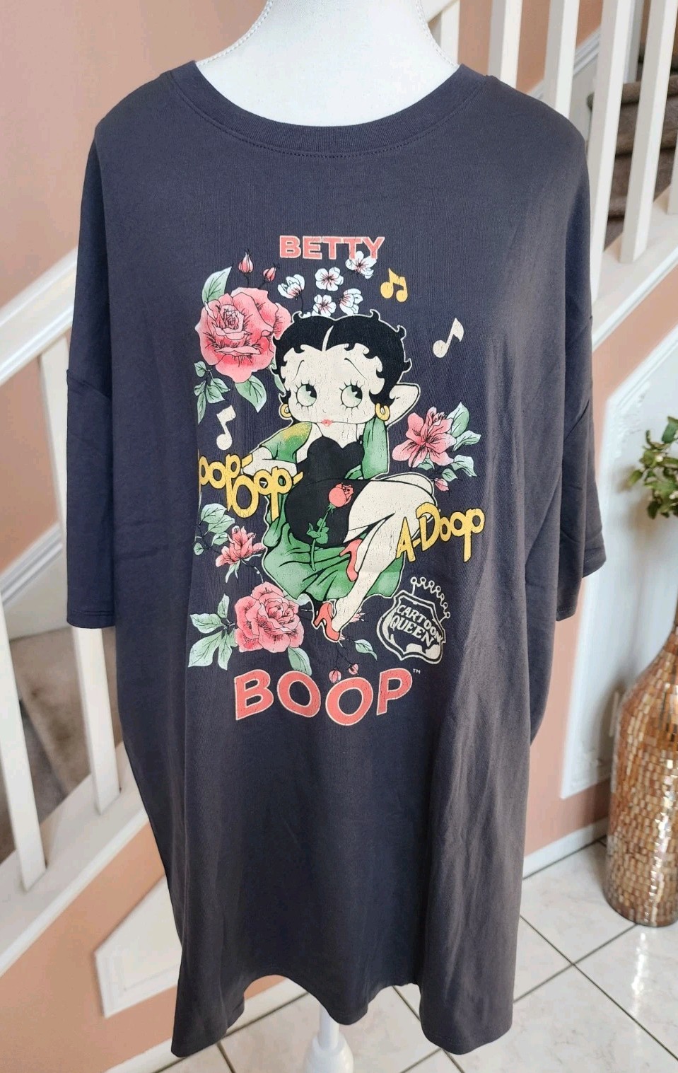 NWOT TORRID BETTY BOOP Black Oversized Fit Crew Tee Sz 2 2X 18-20