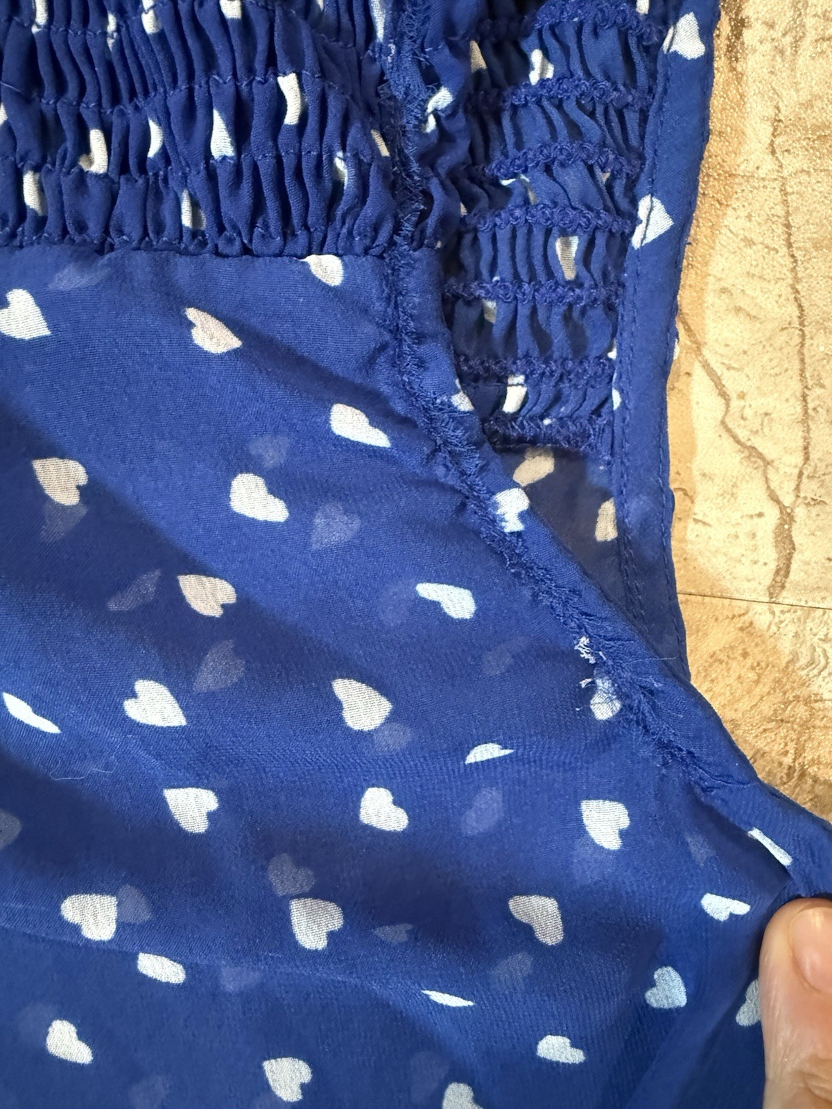 Delia*s Chiffon Blue Heart Cropped Sheer Sleevless Tie Blouse Size M