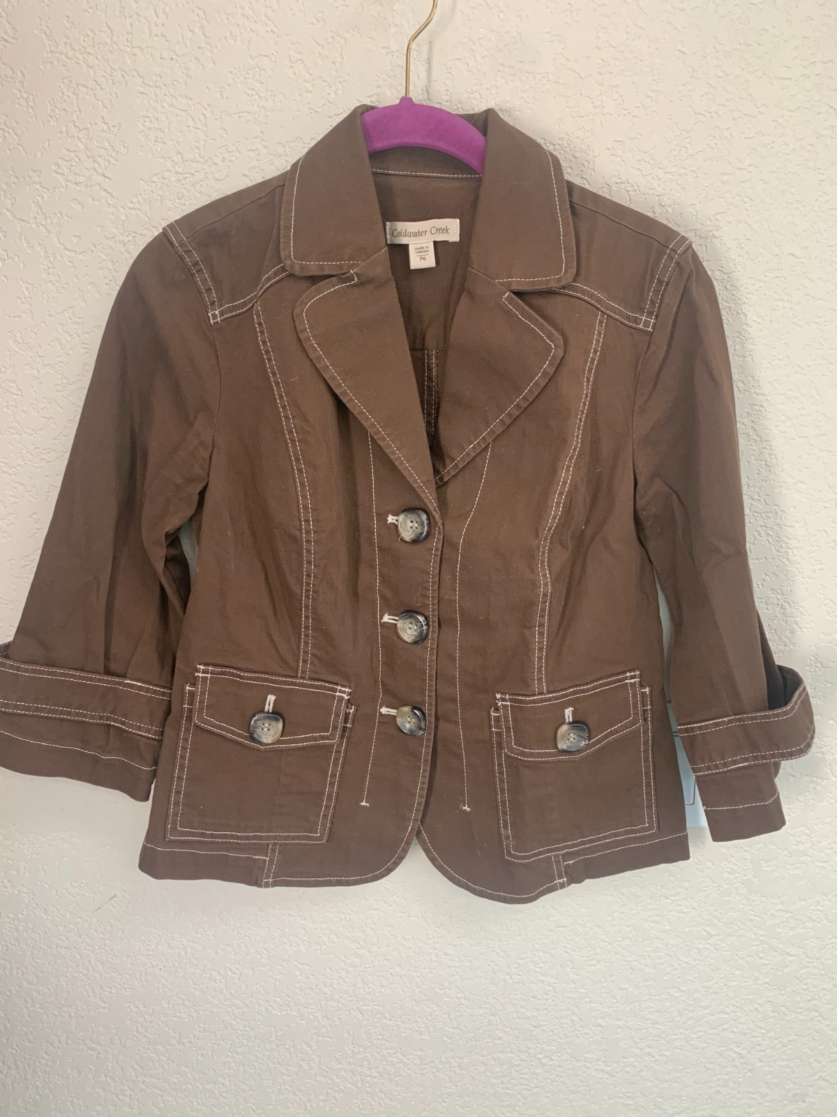 Coldwater Creek Brown Three Button Shirt Size 6P
