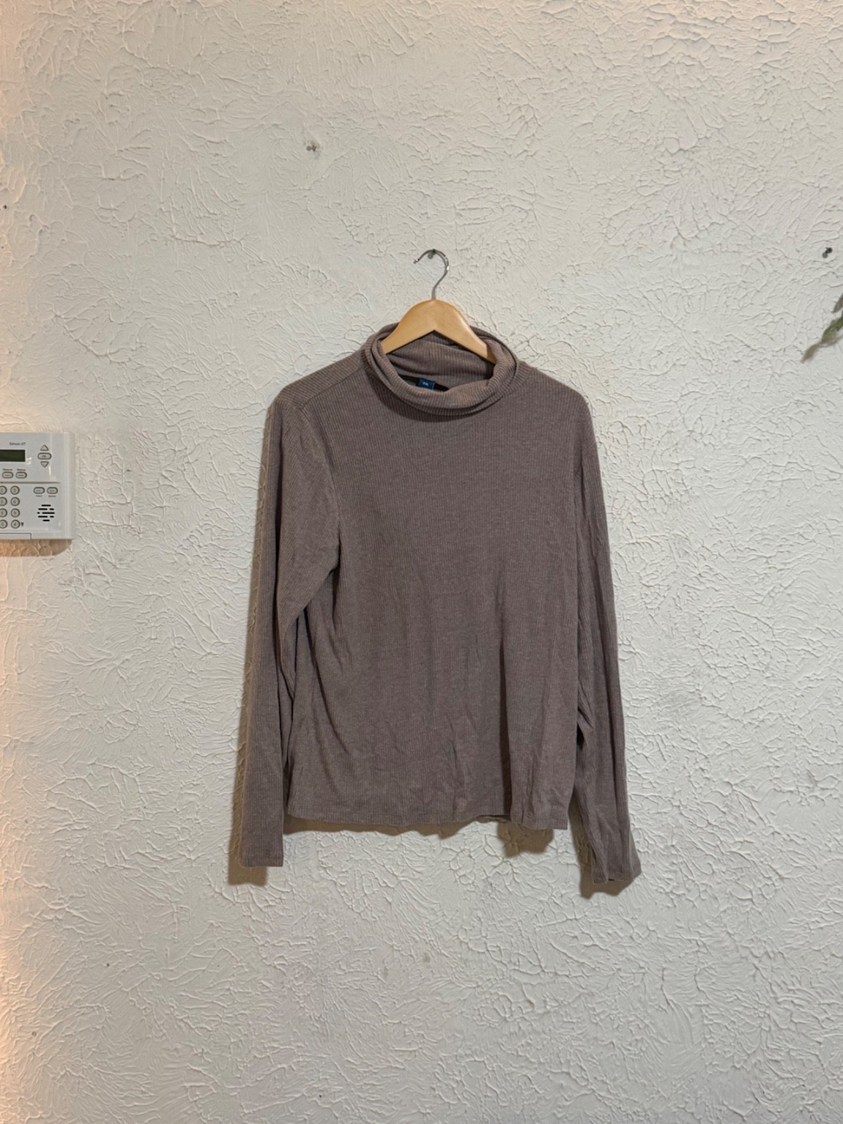 Old Navy Womens XXL Ribbed Turtleneck Long Sleeve Top Brown Gray Casual