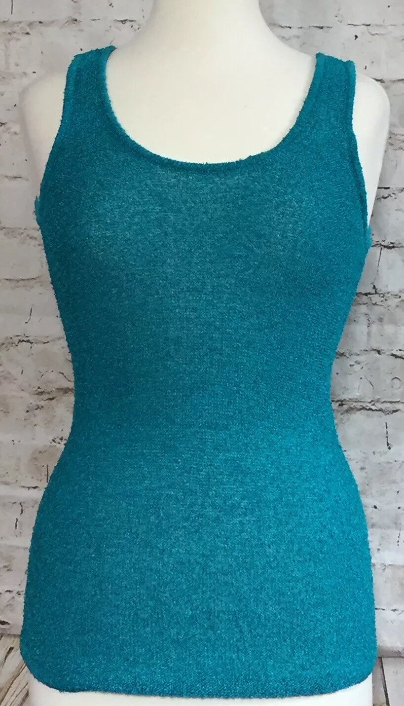 Chicos Women’s Tank Top 100% Rayon Size 1 Tea Blue Sleeveless Hand Wash Only