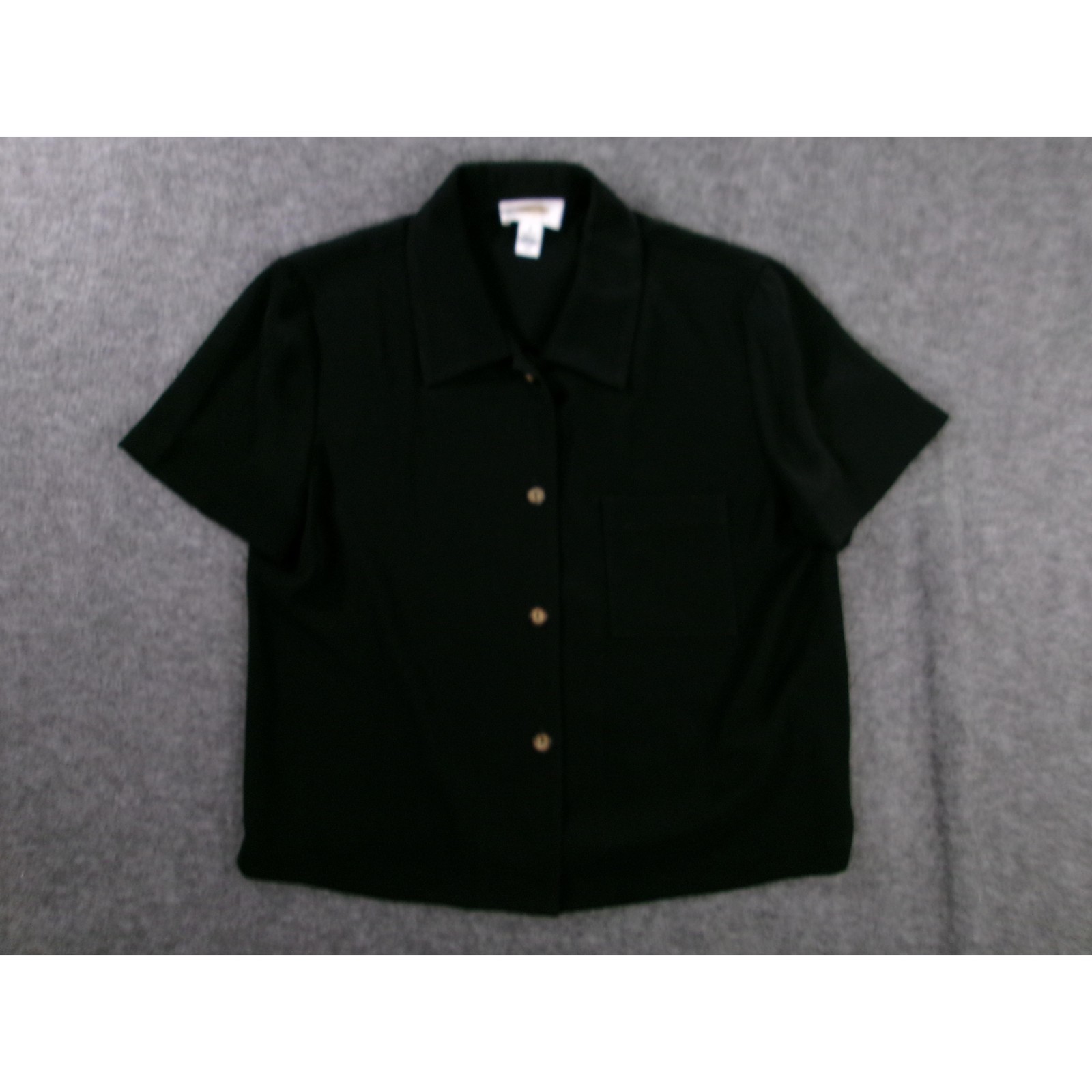 Vintage Talbots Top Women 8 Black Button Up Capsule Base Layer Minimalist USA