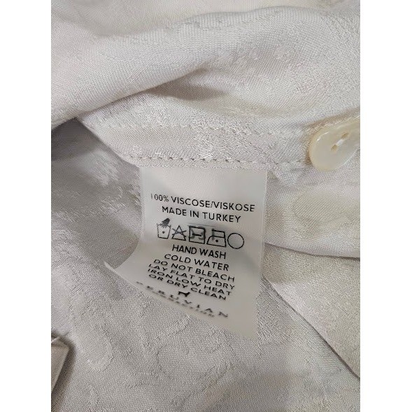 Peruvian Connection Women Medium Cream Floral Jacquard Viscose Button Up Blouse