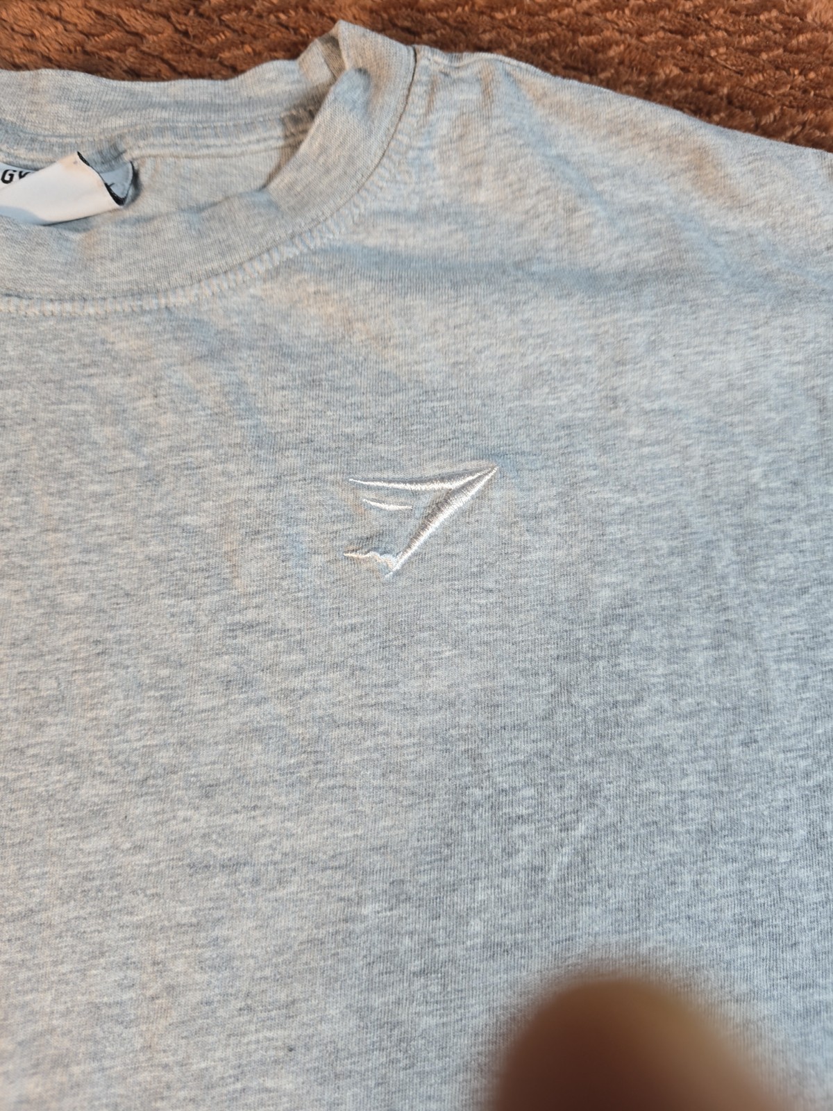 Gymshark Men’s Grey Short Sleeve T-Shirt Small Logo Graphic Crew Neck Cotton