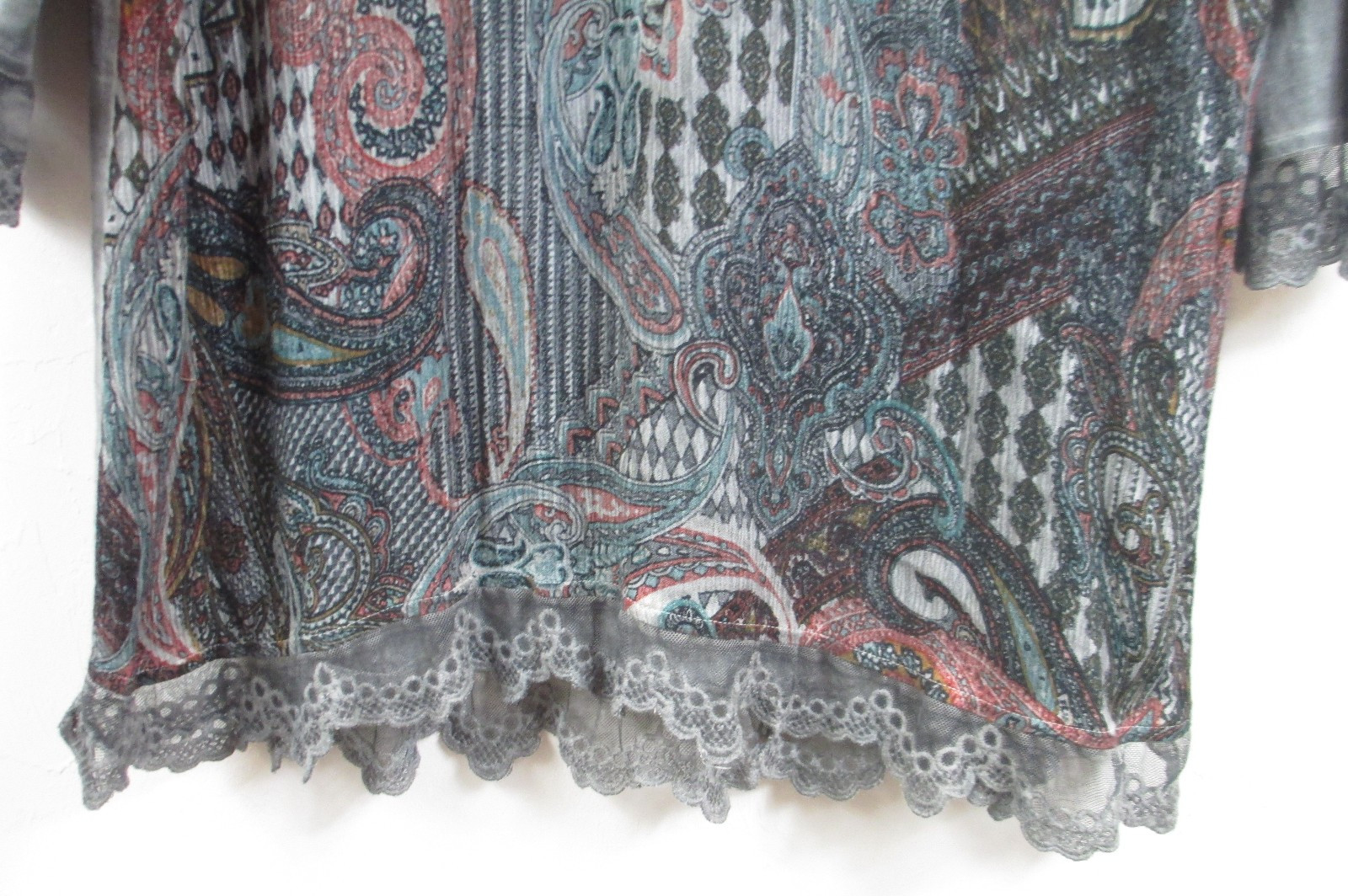 Soft Surroundings Large Dark Romantic Paisley Embroidered Boho Tunic Peru