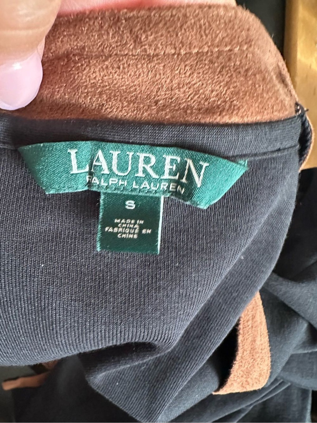Ralph Lauren Black Brown Long Sleeve Pullover Equestrian Cotton Knit Tunic Top S