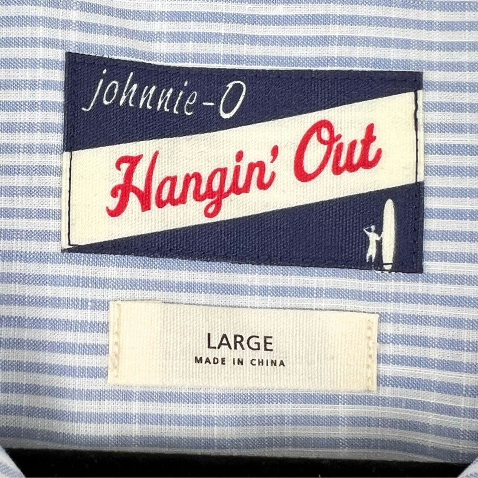 NWT Johnnie-O Tomi Pullover Poplin Tunic Shirt Sz L Gulf Blue Striped