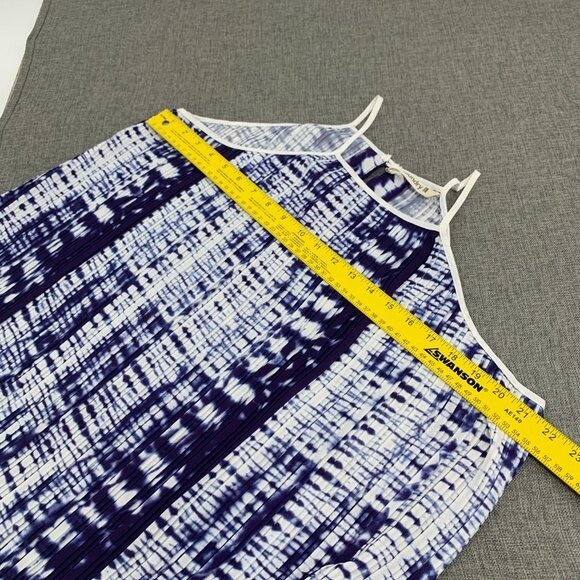 Hippie Laundry Spaghetti Strap Top Pleated Large Tie Dye Blue White Polyester