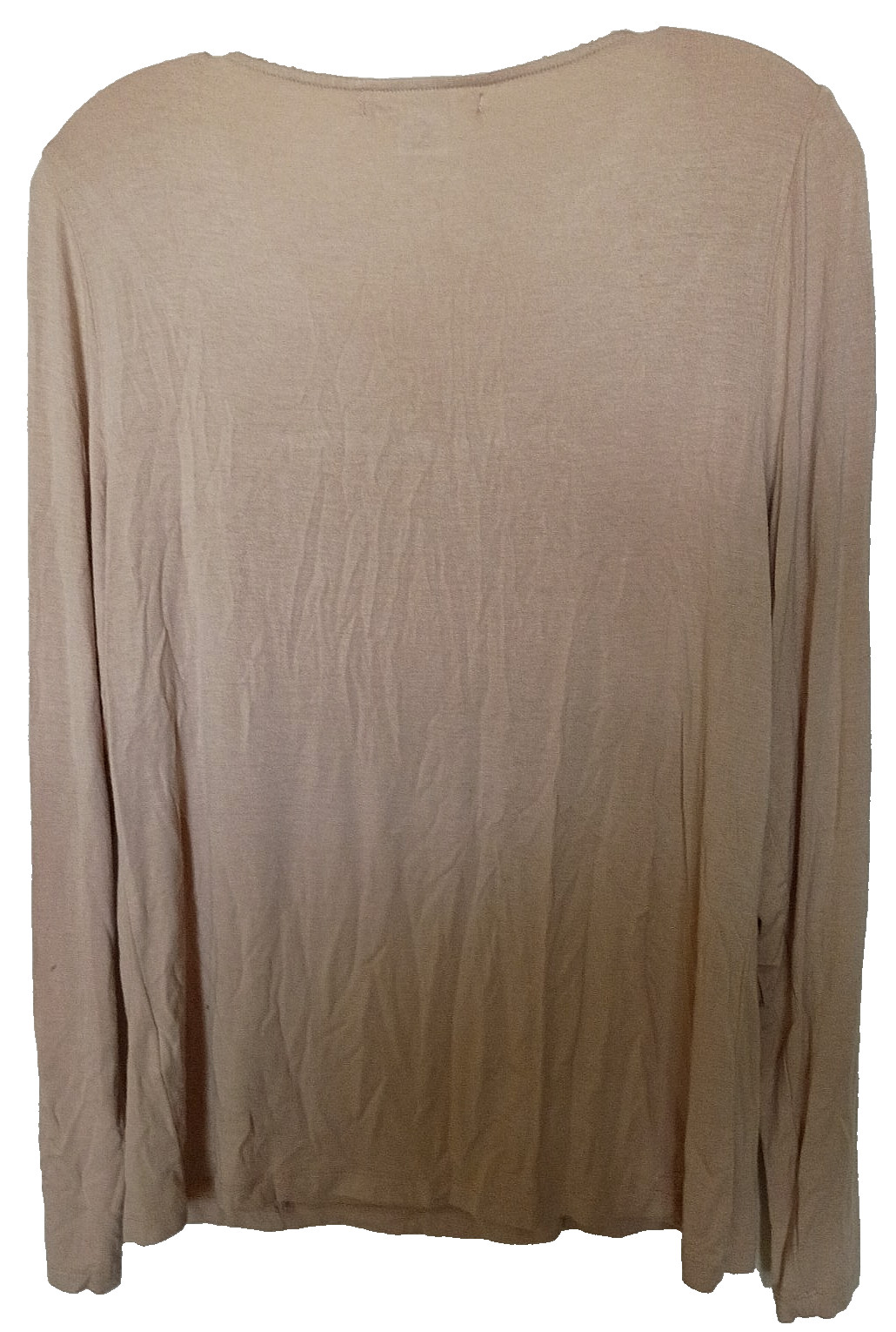 August Silk 95% rayon, 5% spandex knit solid “French Mocha” l/s V-neck T-shirt L