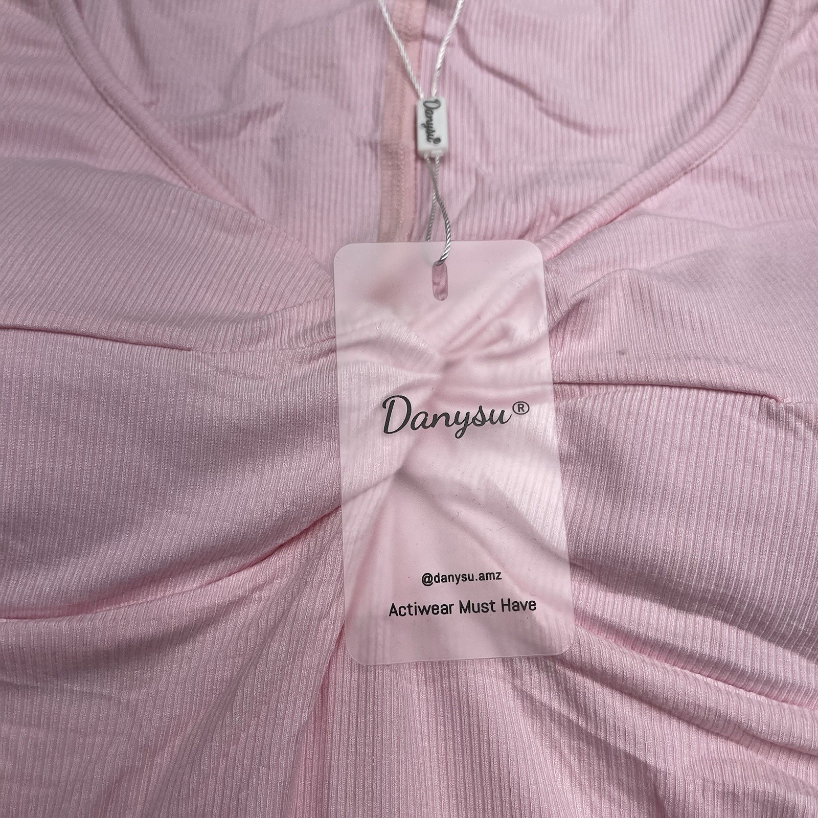 Danysu Pink Ribbed Padded Long Sleeve Twist Detail Top Women’s Size Medium