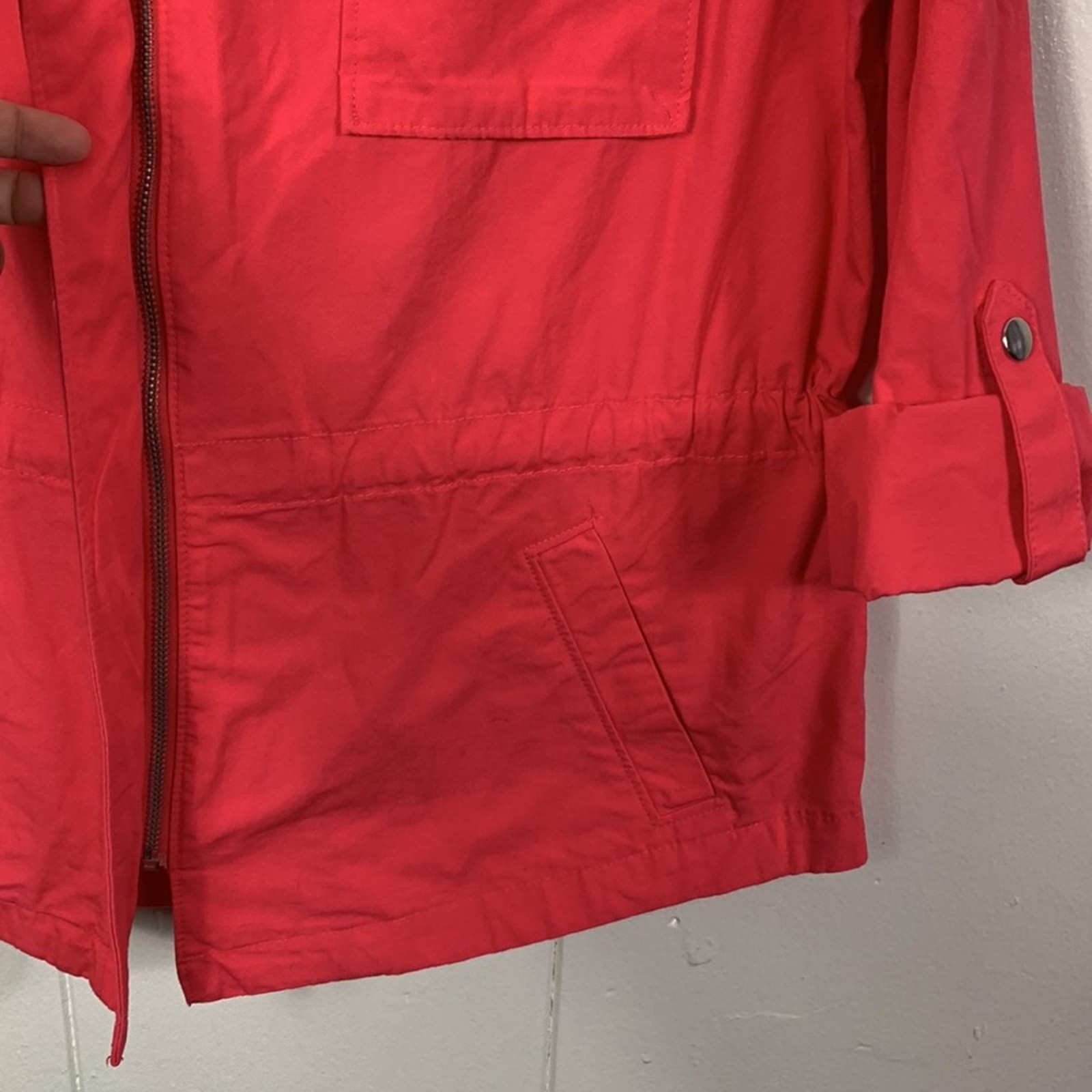 LIZ CLAIBORNE BLOUSE/JACKET SIZE M ZIP-BUTTON CLOSURE ROLL TAB/LONG SLEEVES PINK