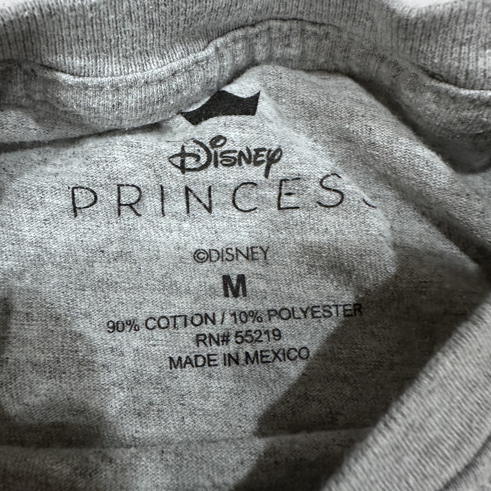 Disney Baby Tee Shirt Womens M Gray Disney Princess Crew Neck Short Sleeve
