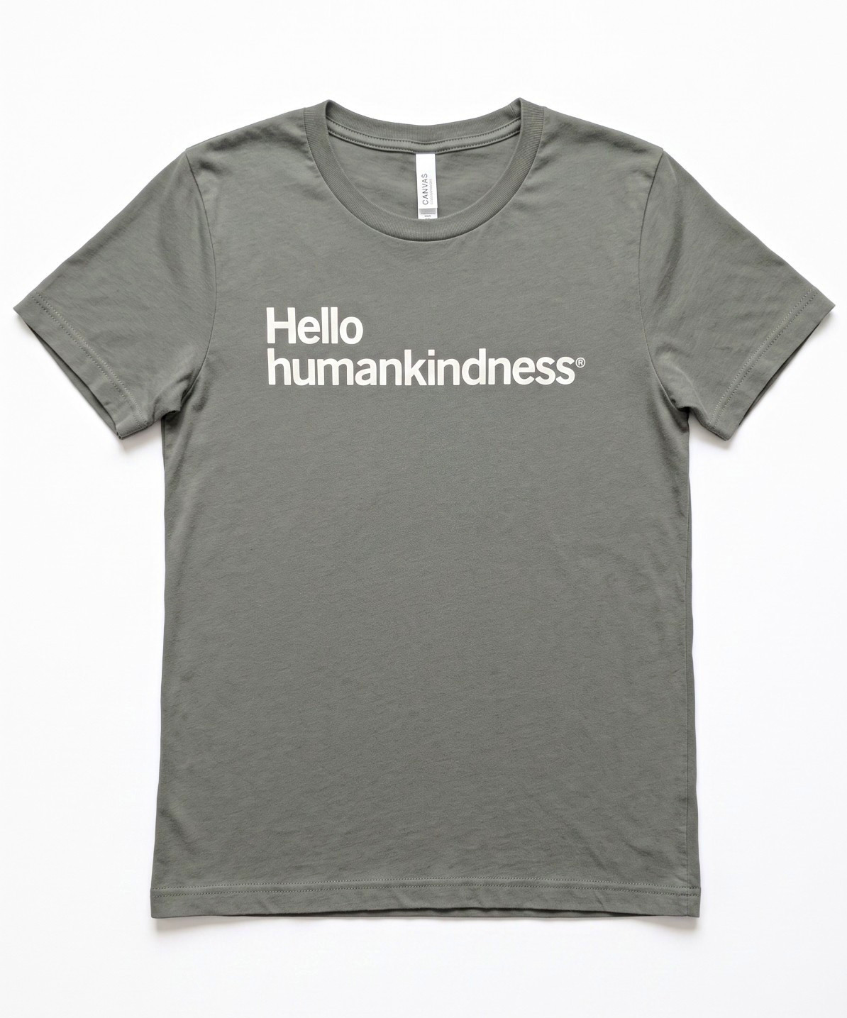 Bella + Canvas Womens Gray Cotton Jersey Hello humankindness Graphic Tee S