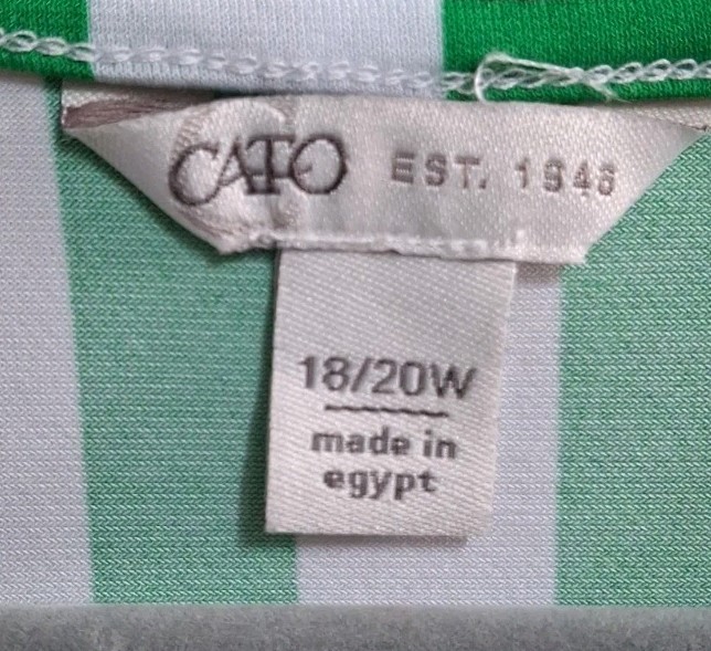 cato womens top 18/20W Green/White