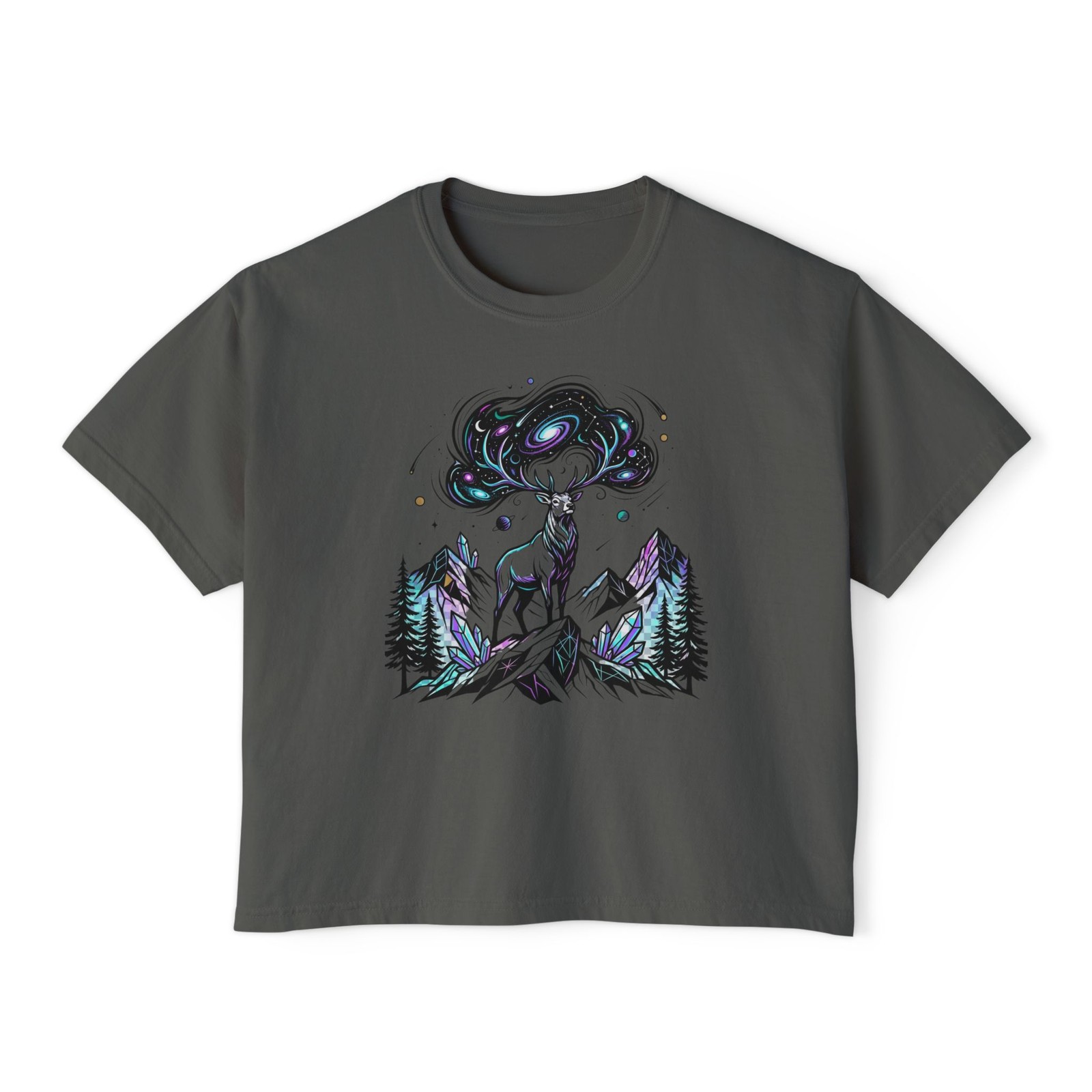 Cosmic, elk, outdoors, camping, hiking, cozy, comfy, Women’s Boxy Tee