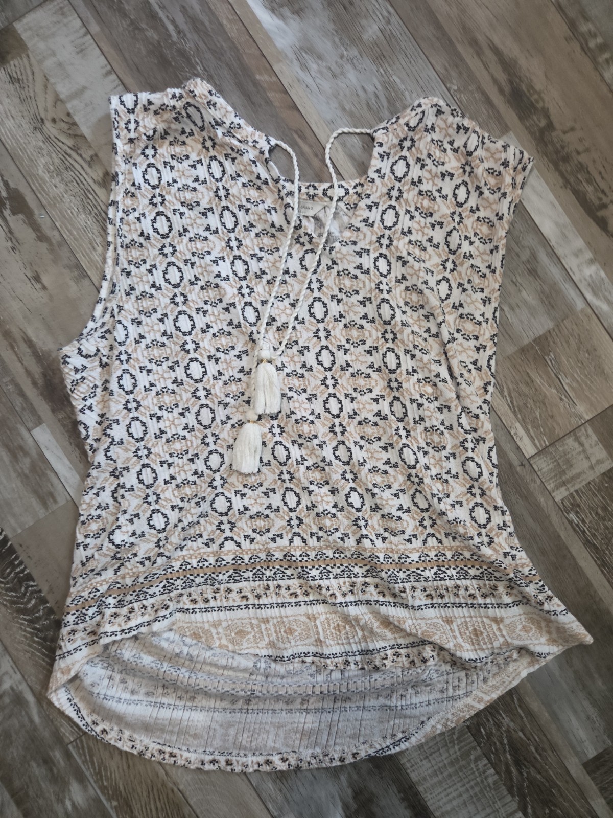 Lucky Brand Women’s Sleeveless Top Floral, Size L, Boho Peasant Style