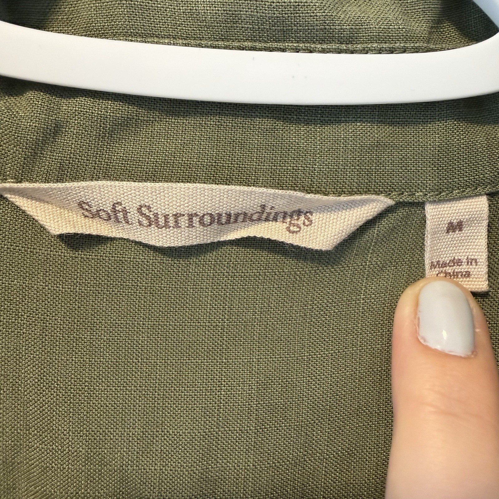 Soft Surrounding Size-M Womens Blouse Tunic Tencel Olive