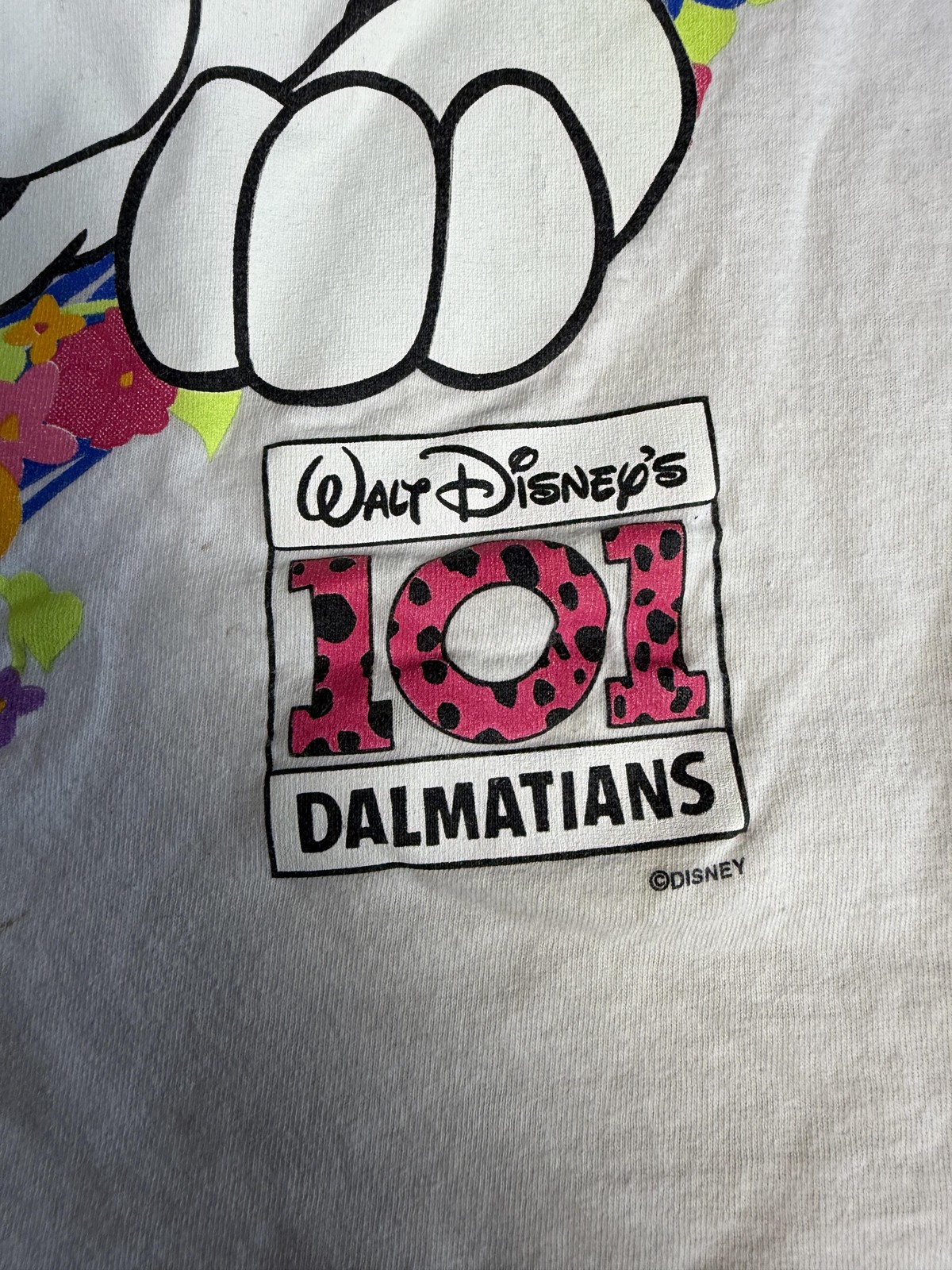 Vintage Disney Shirt Womens 20W/2X White Movie Promo 101 Dalmatians Floral 90s