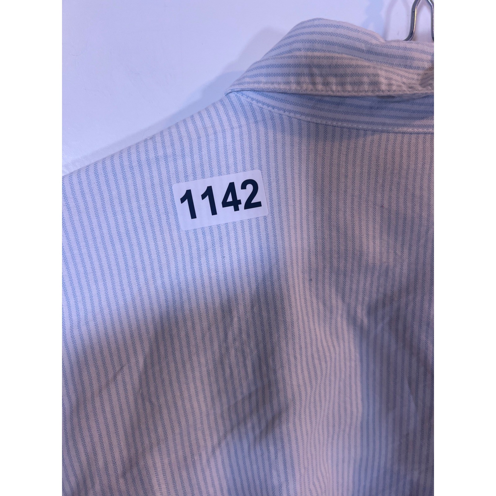 Mountain Lake Woman Button Down Shirt Striped Blue 20W