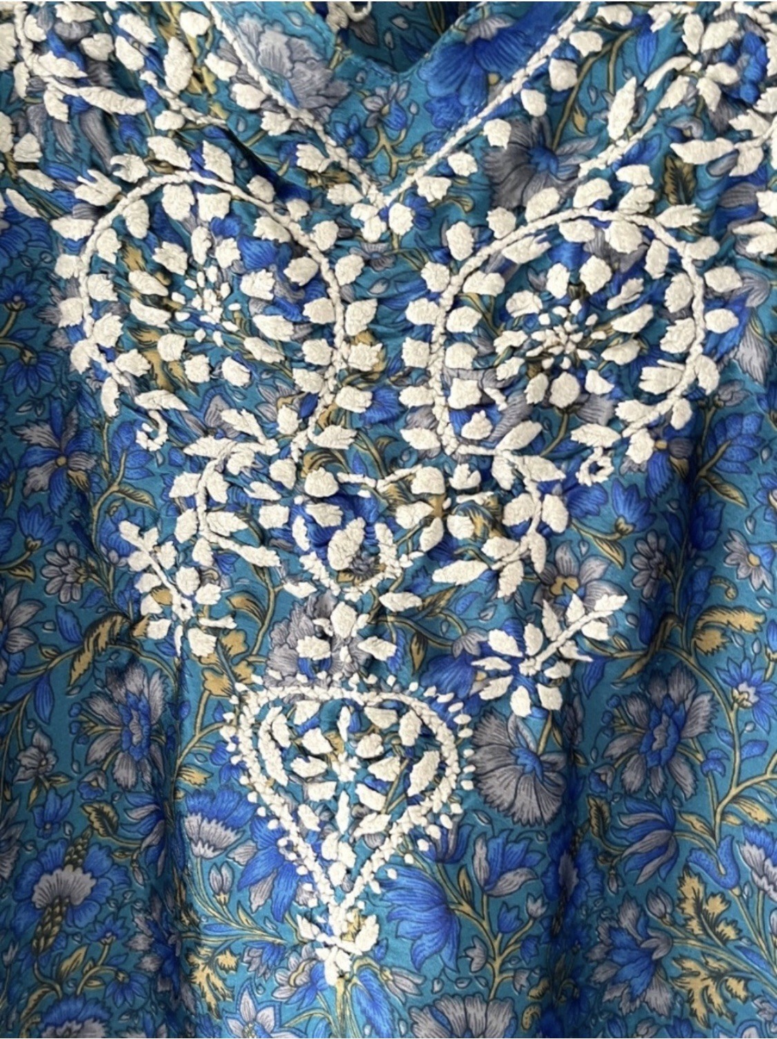 Sevya Handmade Floral Boho Embroidered Tunic Top OS One Size S,M,L