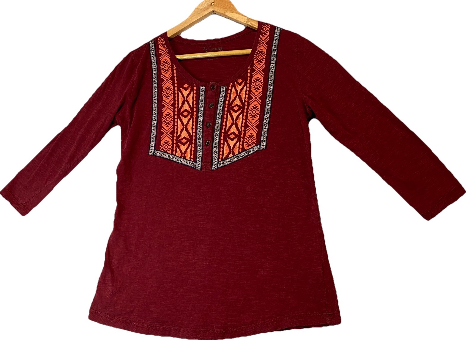 Natural Reflections Top Shirt Women’s M Embroidered Aztec Retro Boho Festival