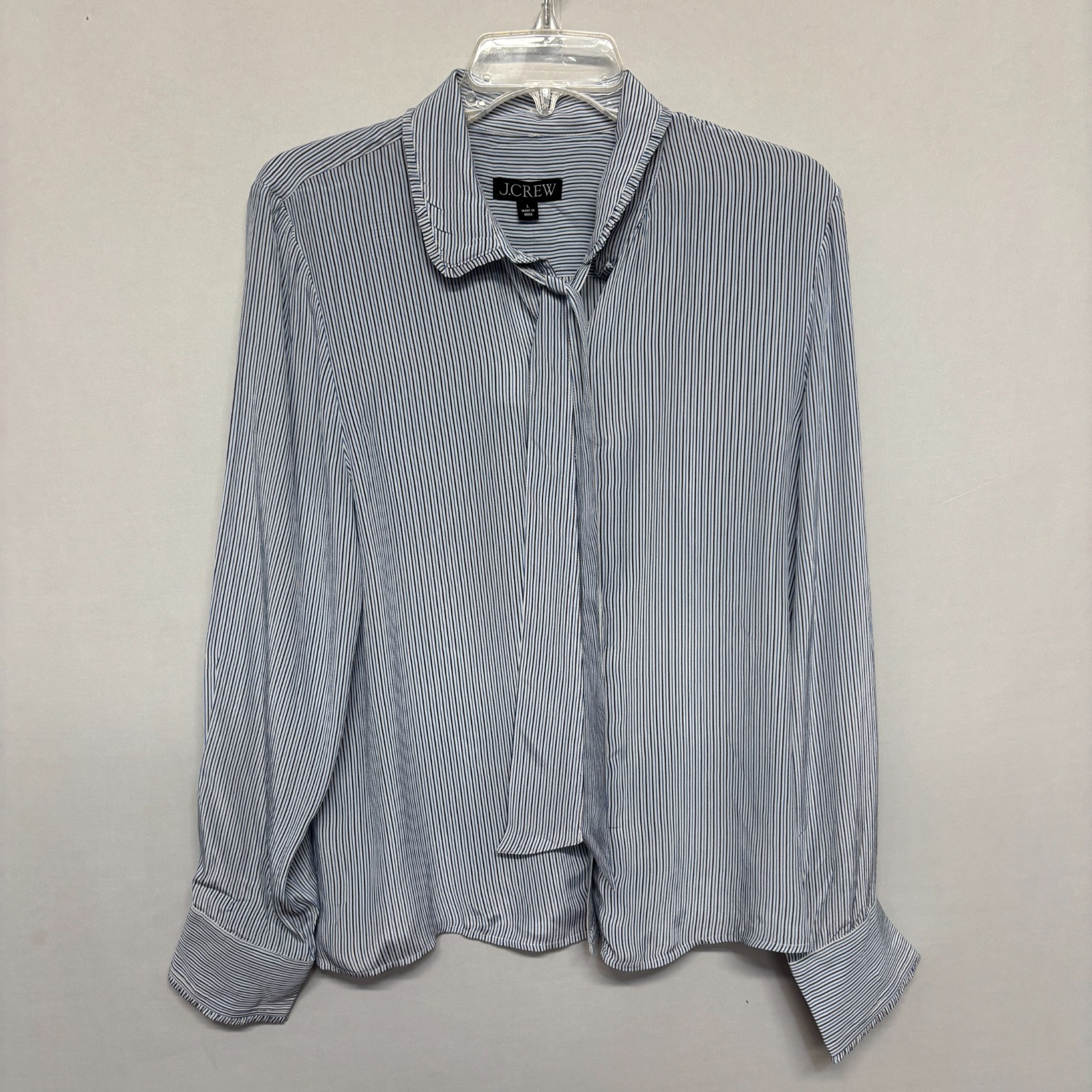 NWT J. Crew Women Removable Tie Neck Button Shirt Top Size Large SP25 C130 -4