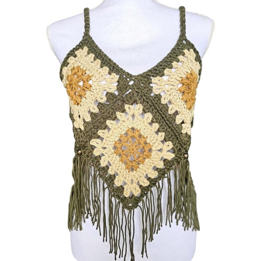🌀Handmade Crochet Fringe Boho Crop Top🌀
