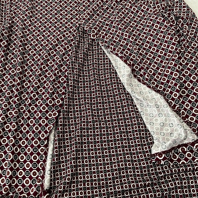 Womens J. Jill Wearever Large Petite Geometric Print Pull on Top Maroon Navy