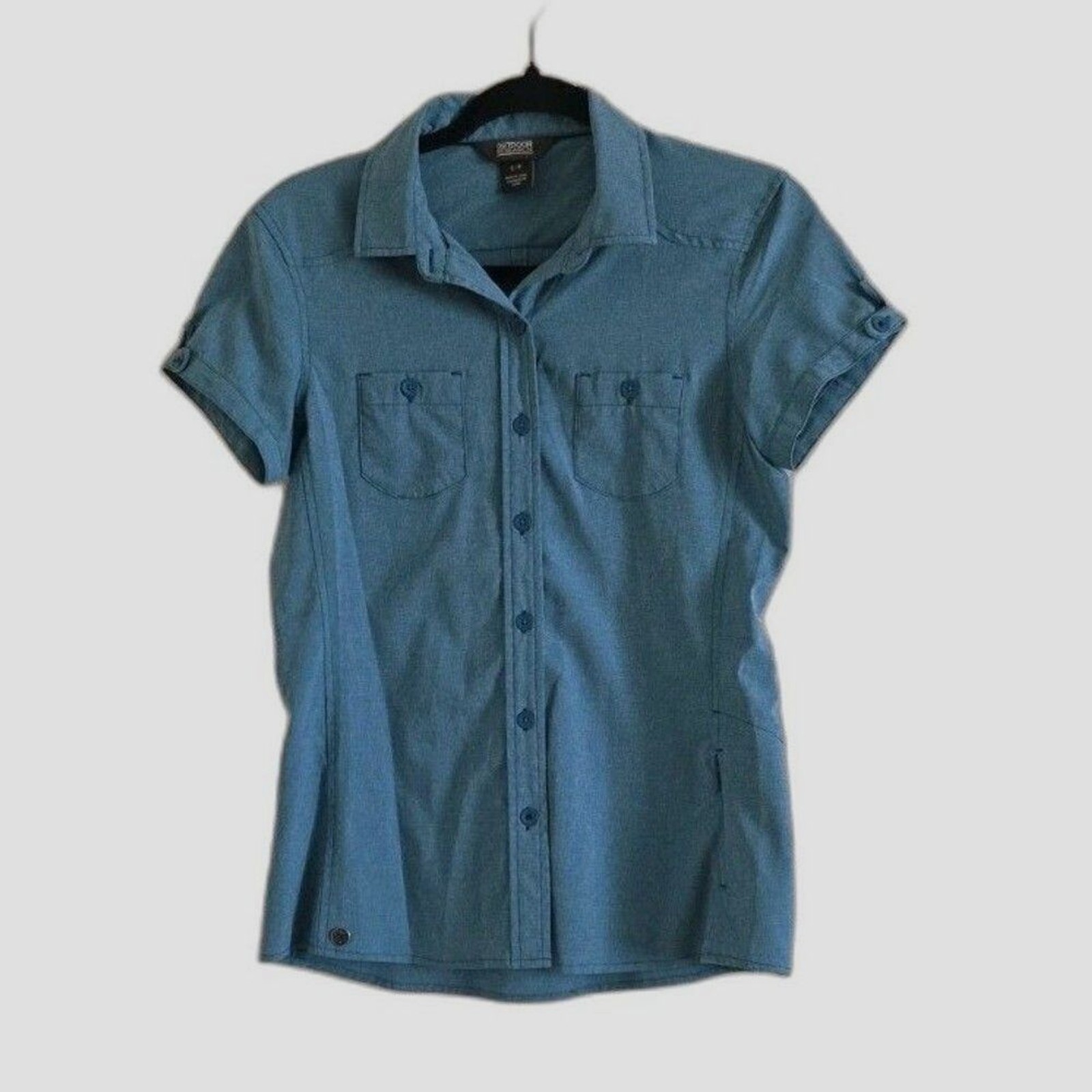 OR Outdoor Research Womens Hiking Shirt Button Front Size S Teal Reflection SS