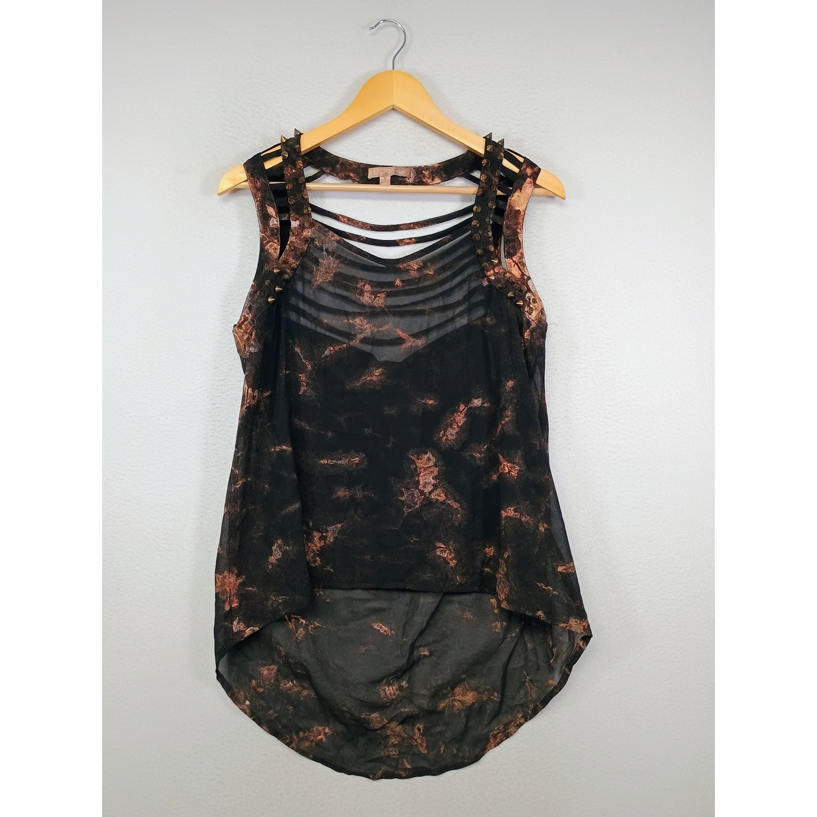 Grunge Rocker Romeo & Juliet Couture Womens Medium Black Copper Studded High Low