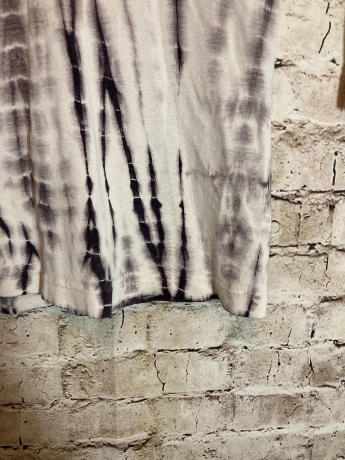 XCVI Boho Top Womens Medium White & Gray Tie Dye Beaded Cotton Hippie Stretch