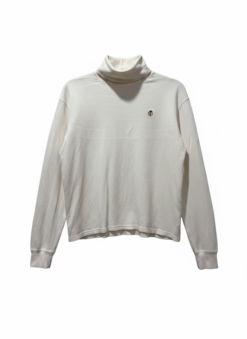 Vintage 90s Lauren Ralph Lauren Cream Gold Crown Crest Turtleneck Top – Medium