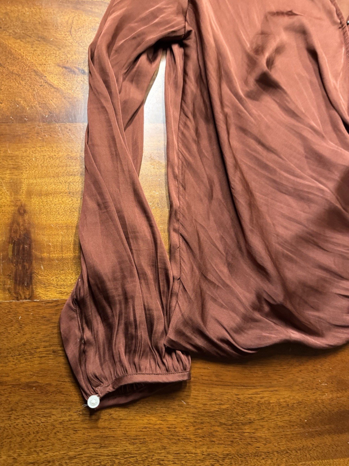 Banana Republic Womens Soft Satin Wrap Effect Blouse Sz L Long Sleeve Silky