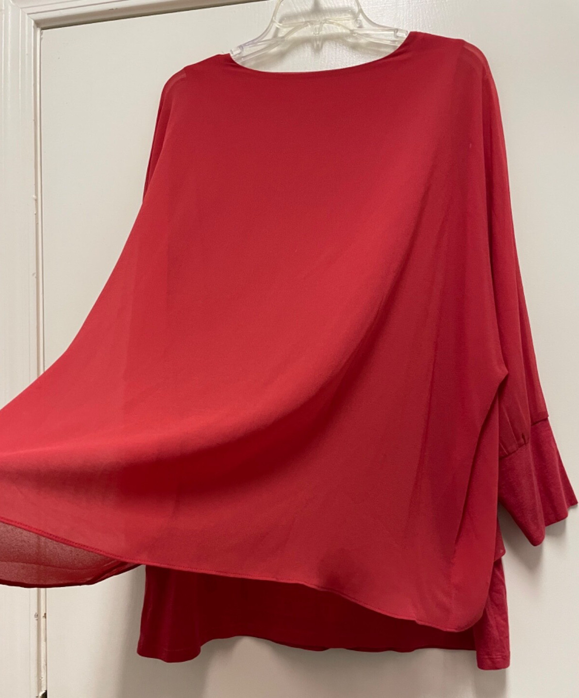 SOFT SURROUNDINGS Top – Red Long Sleeve Layered Pullover, V-Neck, Large