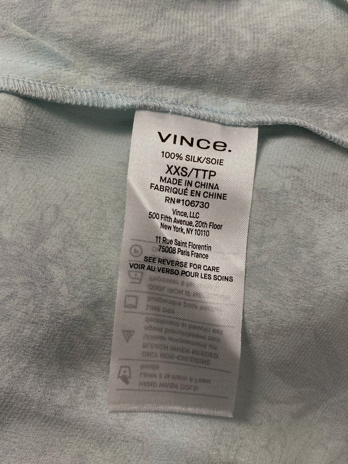 $395 Vince Women’s Blue Silk Long Sleeve Button-up Blouse Shirt Top Size XXS