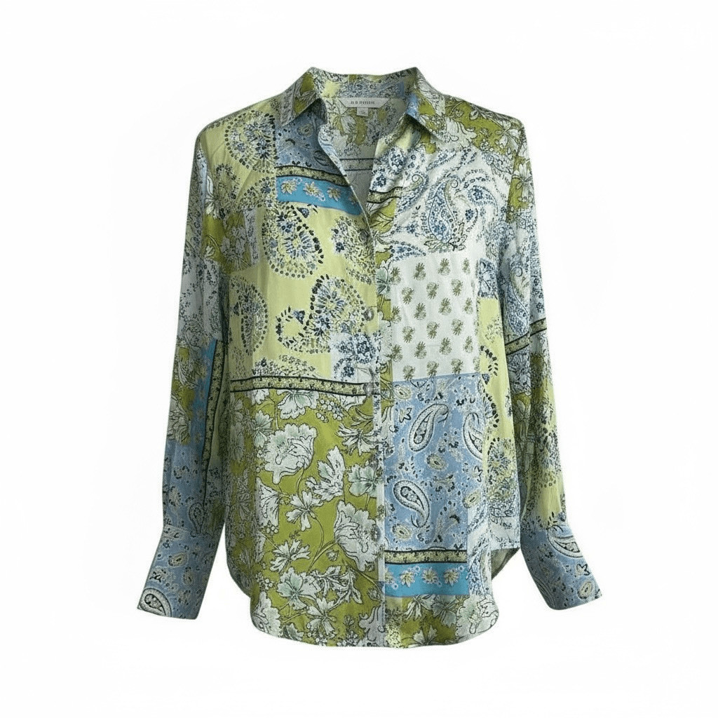 NWT Industry Republic Floral Paisley Long Sleeve Button Up Shirt Green Sz Small