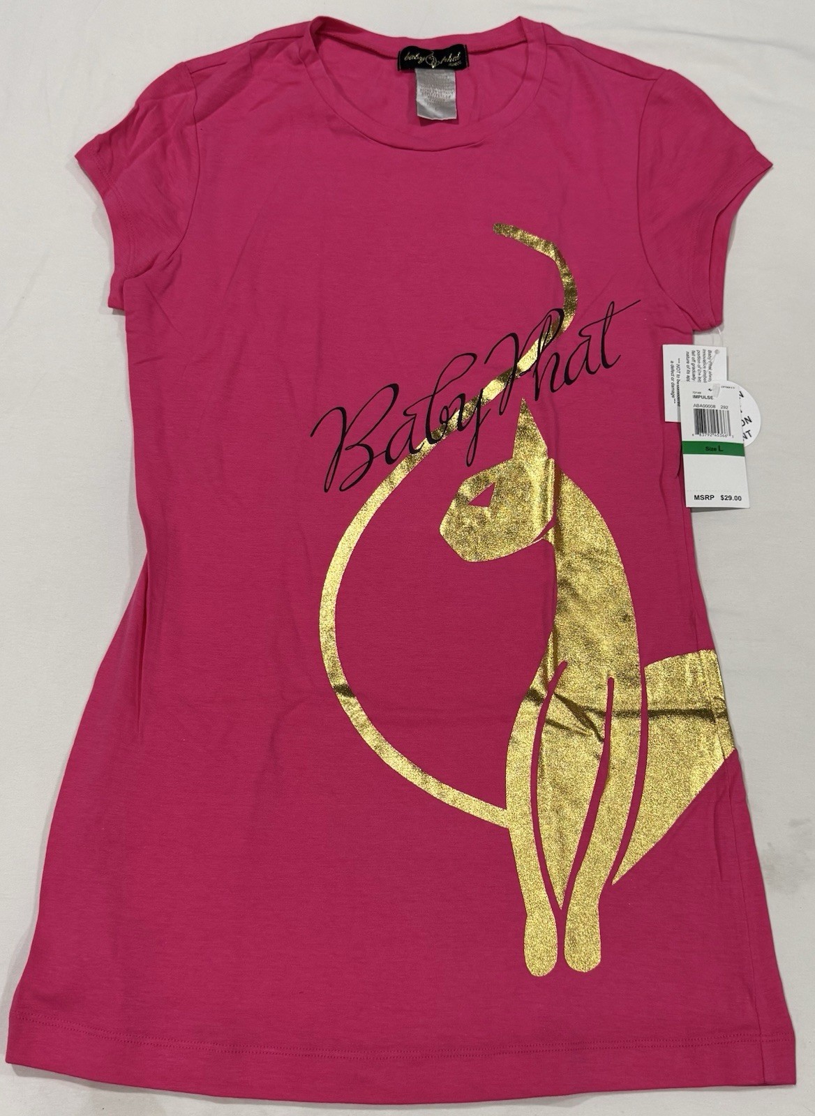 Baby Phat Jean CO Hot Pink Short Sleeve Shirt Size L NWT