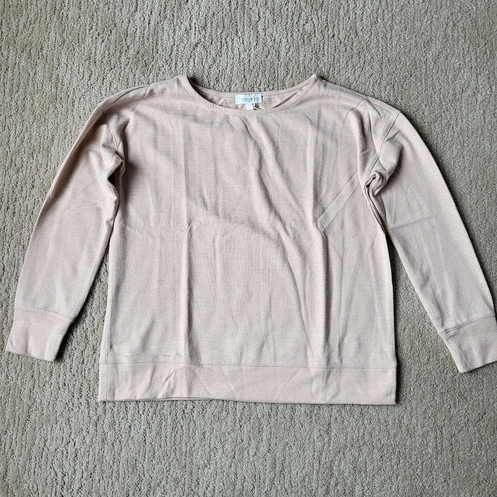 Women’s Haven Well Within Fine-Knit Long Sleeve Pullover Top– Beige– Size S–NWT