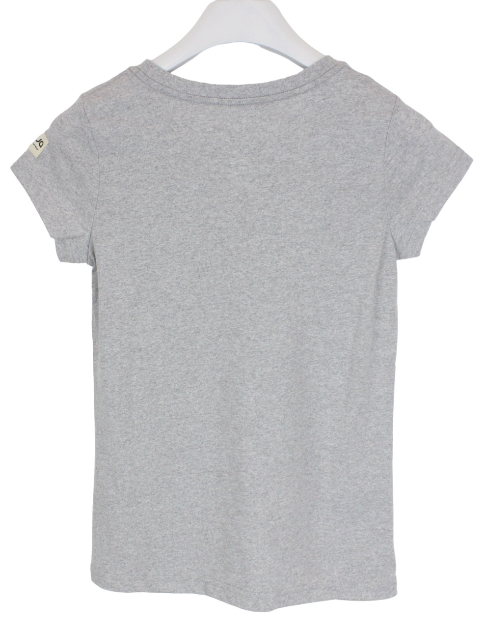 Pyua Damen T-Shirt Small Kurzarm Rundhals Stretch Kragen Grau Melange