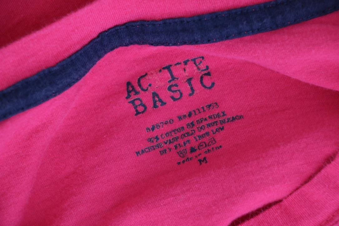 Active Basic Women’s Long Sleeve Top Medium Pink Stretch Crew Neck Casual Basic